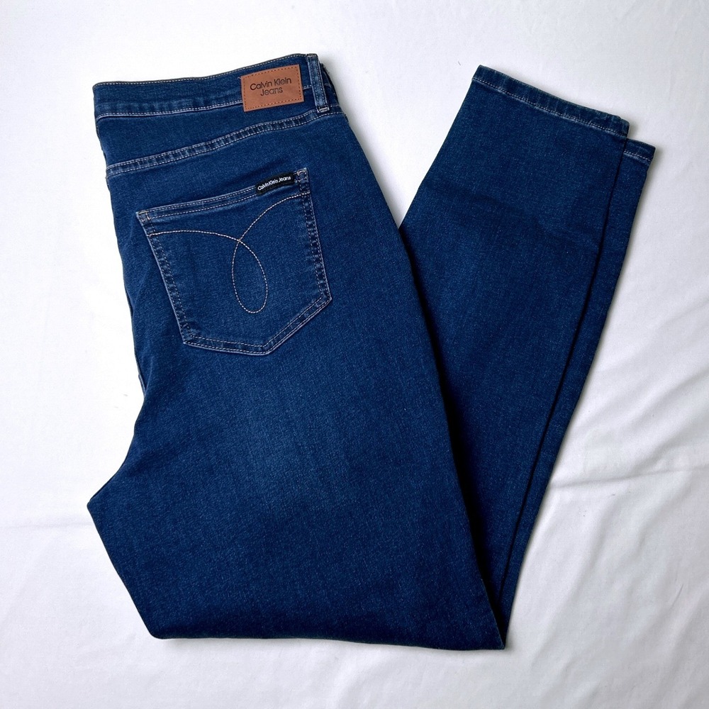 Calvin Klein Womens High Rise Skinny Stretch Jeans Plus Size 18 Medium Wash Blue